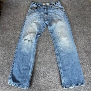 Ariat M2 Jeans Mens 32x32 Blue Relaxed Fit Bootcut Distressed Denim‎ Western